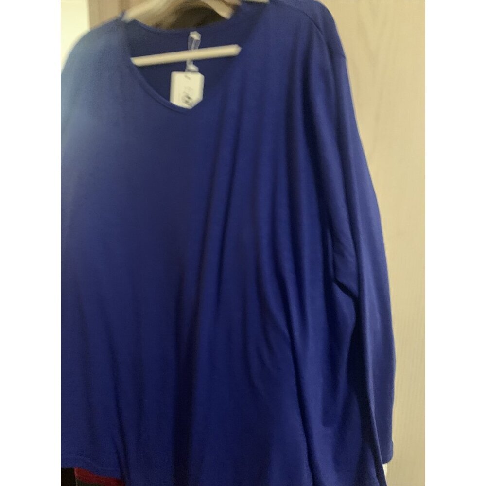 ROSRISS Women's Plus Size V Neck royal blue Color Blouse 26W new long sleeve
